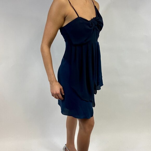 MM Couture Navy Two-Tone Spaghetti Strap Cocktail Dress, Small - Picture 14 of 15